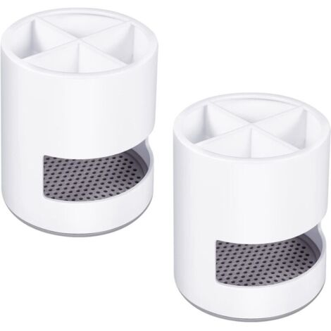Lot de 2 porte-brosses à dents, ventilés et anti-moisissure, pratiques pour le rangement de la salle de bain, blanc