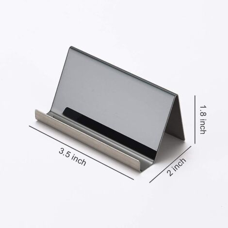Lot de 2 porte-cartes de visite en acier inoxydable pour bureau ou table - Porte-cartes de visite - Noir