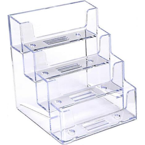 Lot de 2 porte-cartes de visite en acrylique - Présentoirs de bureau transparents à 4 poches pour cartes de visite - Organisateur de fiches en acrylique à poser sur un comptoir