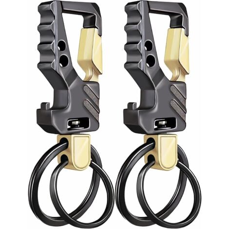 Lot de 2 porte-clés EDC, porte-clés, décapsuleur, porte-clés de voiture, porte-clés tactique, mousqueton avec clip, porte-clés pour homme et femme, cadeau