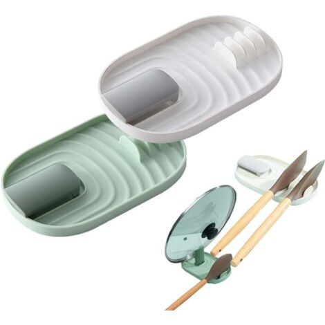 Lot de 2 porte-cuillères de cuisine multifonctions pour casserole, repose-cuillère, ustensiles de cuisine, couvercle de casserole pour couvercles et cuillères