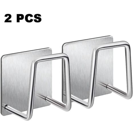 Lot de 2 porte-éponges pour évier de cuisine, égouttoir en acier inoxydable étanche, sans perçage, finition argent brossé