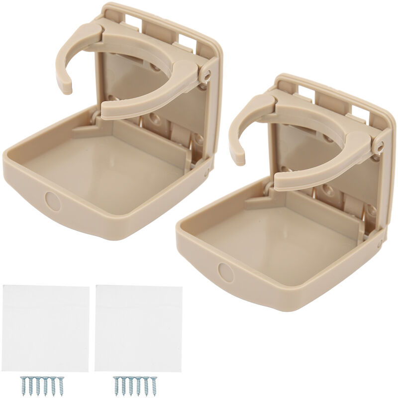 Jeffergarden Porte-gobelet pliable pour portière de voiture avec vis pour bateaux, SUV, camions et navires, beige (HF-PAB)