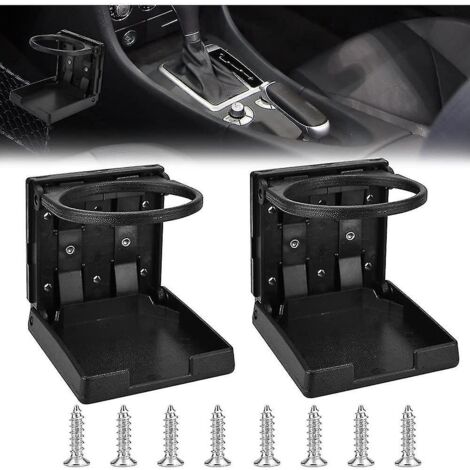 Lot de 2 porte-gobelets pliables pour voiture, bateau ou voiture, avec vis, en plastique et boucle. Porte-gobelet noir pour bouteille.