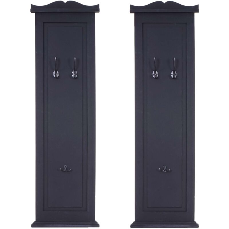 Décoshop26 - Lot de 2 porte-manteaux mural panneau avec 3 crochets 109 x 28 x 4 cm en bois peint gris foncé 040007422 Décoshop26 - Lot de 2 porte-manteaux mural panneau avec 3 crochets 109 x 28 x 4 cm en bois peint gris foncé 040007422