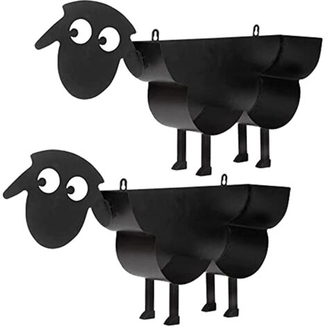 Lot de 2 porte-papier toilette, porte-rouleau de papier toilette en métal noir en forme de mouton, porte-rouleau de rechange