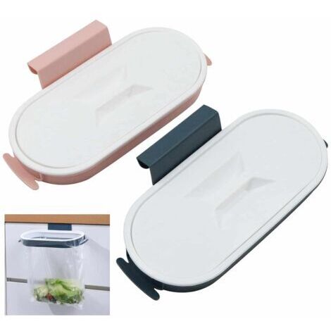 Lot de 2 porte-sacs poubelle suspendus pour sacs poubelle - Au-dessus de l'armoire, porte-sacs en plastique pour collecter les déchets de cuisine et garder la cuisine propre (2 pièces)