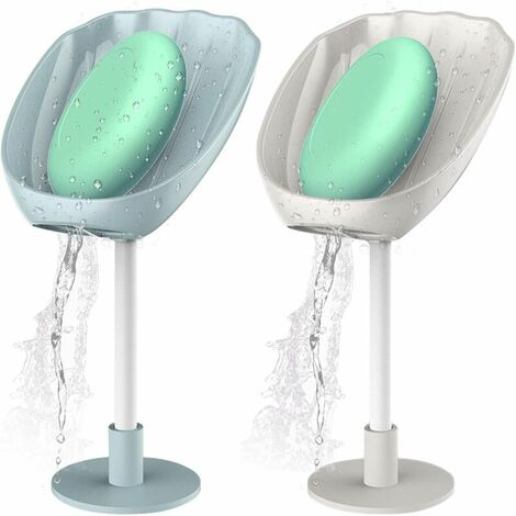 Lot de 2 porte-savon mural - En forme de coquillage - Avec vidage - Pour cuisine, salle de bain, douche, shampoing，T-Audace，HANBING
