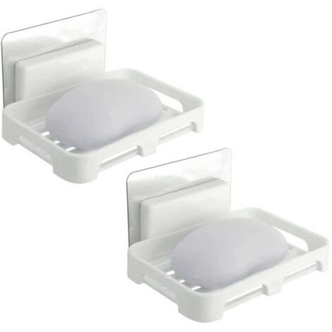 Lot de 2 porte-savons (avec stickers muraux offerts) - Blanc nordique