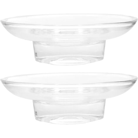 Lot de 2 porte-savons en verre pour salle de bain avec fond antidérapant