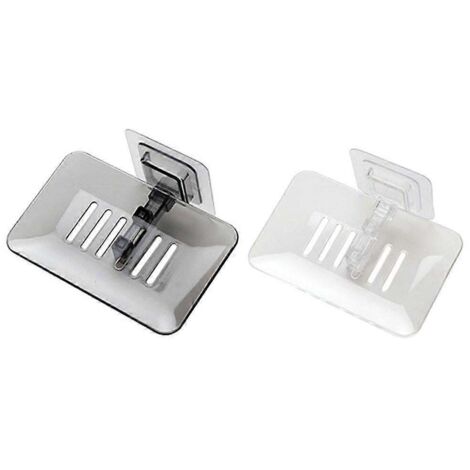 Lot de 2 porte-savons muraux pour salle de bain, rangement pour savon, porte-savon WC, égouttoir à savon (noir et blanc)