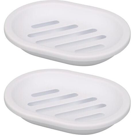 Lot de 2 Porte-savons, Porte Savon Blanc, Porte-Savon de Voyage, Nettoyage Facile, Sec, Anti-moisissures (Blanc)