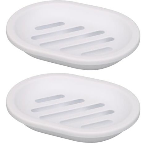 Lot de 2 Porte-savons, Porte Savon Blanc, Porte-Savon de Voyage, Nettoyage Facile, Sec, Anti-moisissures (Blanc)
