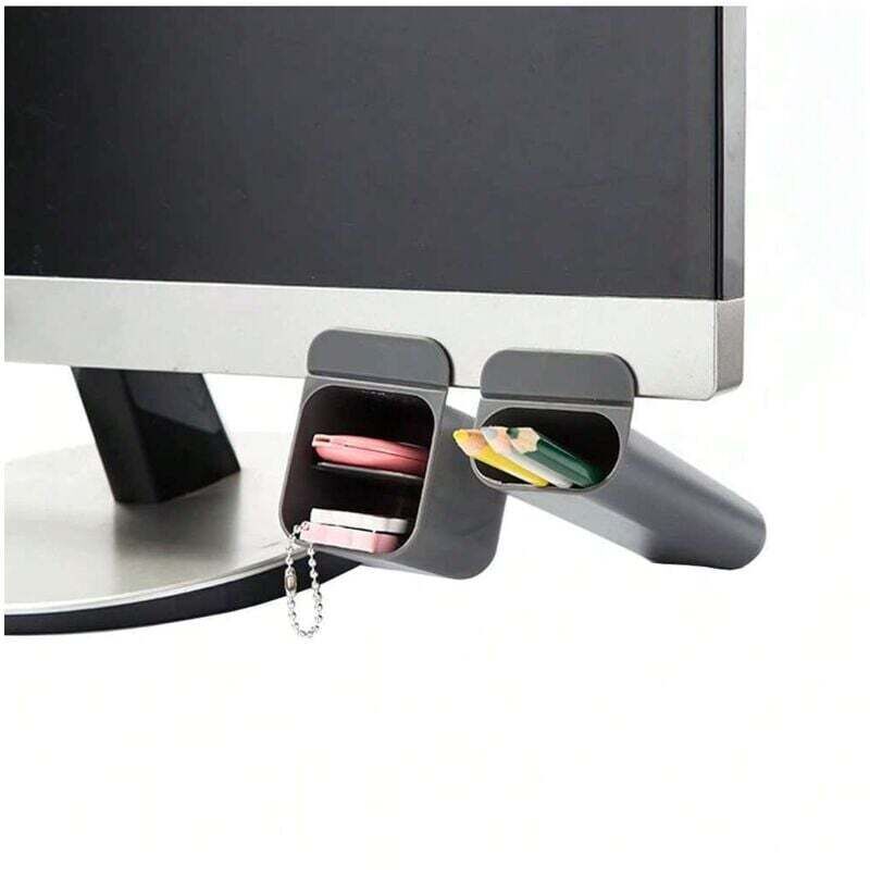 Lot de 2 porte-stylos créatifs pour écran d'ordinateur, accessoires de bureau, boîte de rangement (gris)