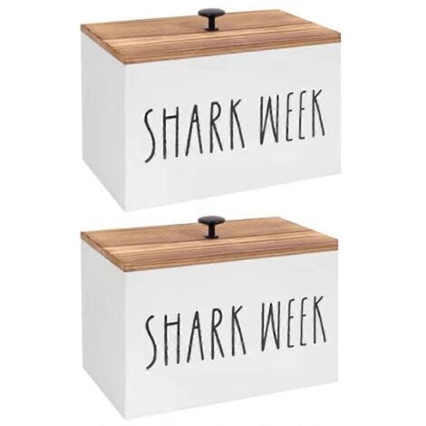 Lot de 2 porte-tampons pour salle de bain, bac de rangement en bois avec couvercle.