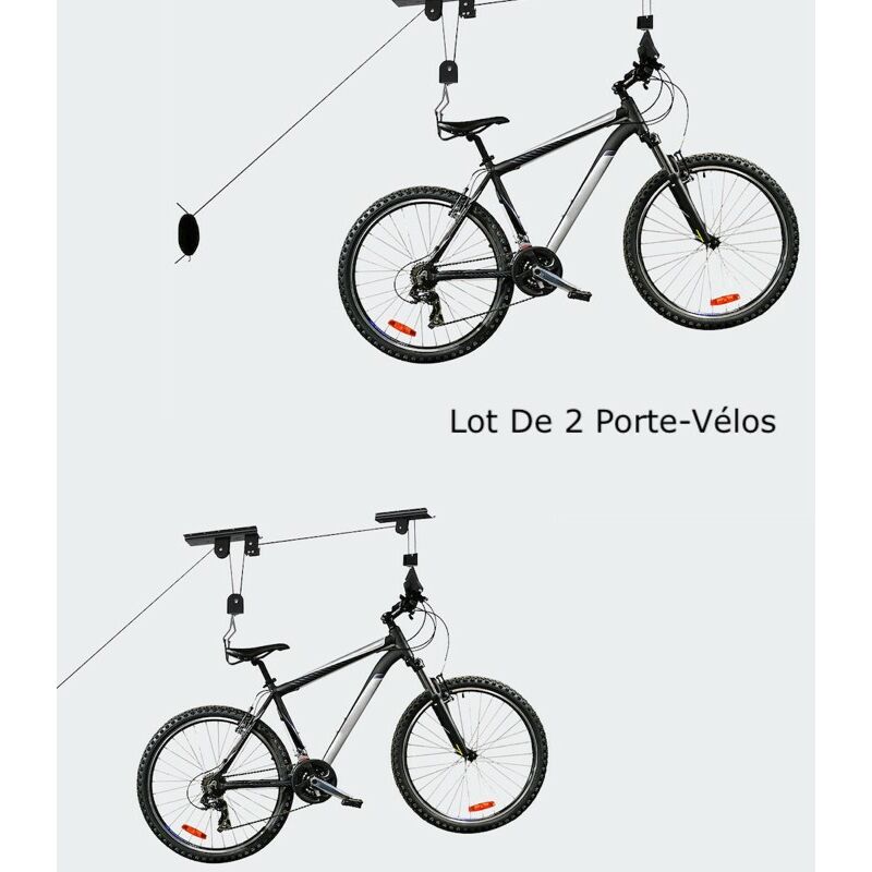 Lot de 2 Porte-Vélos, Support de Rangement au Plafond, Charge max 20kg