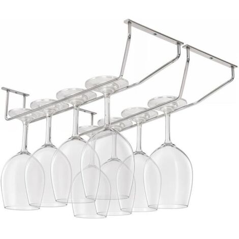 Lot de 2 Porte Verres Suspendu en avec Vis - Support Verre a Pied Suspendu de 35 x 11 cm - Rangement Verre a Pied pour Bar et Cuisine
