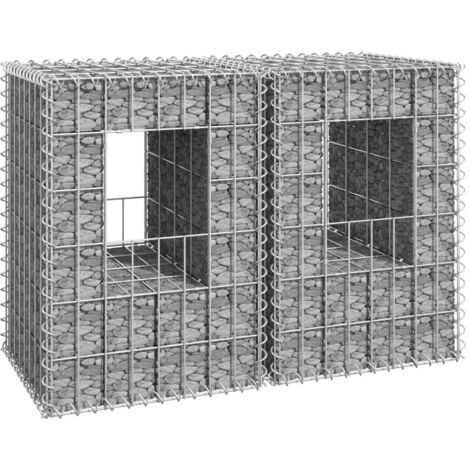 Lot de 2 Poteaux à panier de gabion  Jardiniere Mur en gabion 40x40x60 cm Fer 91476