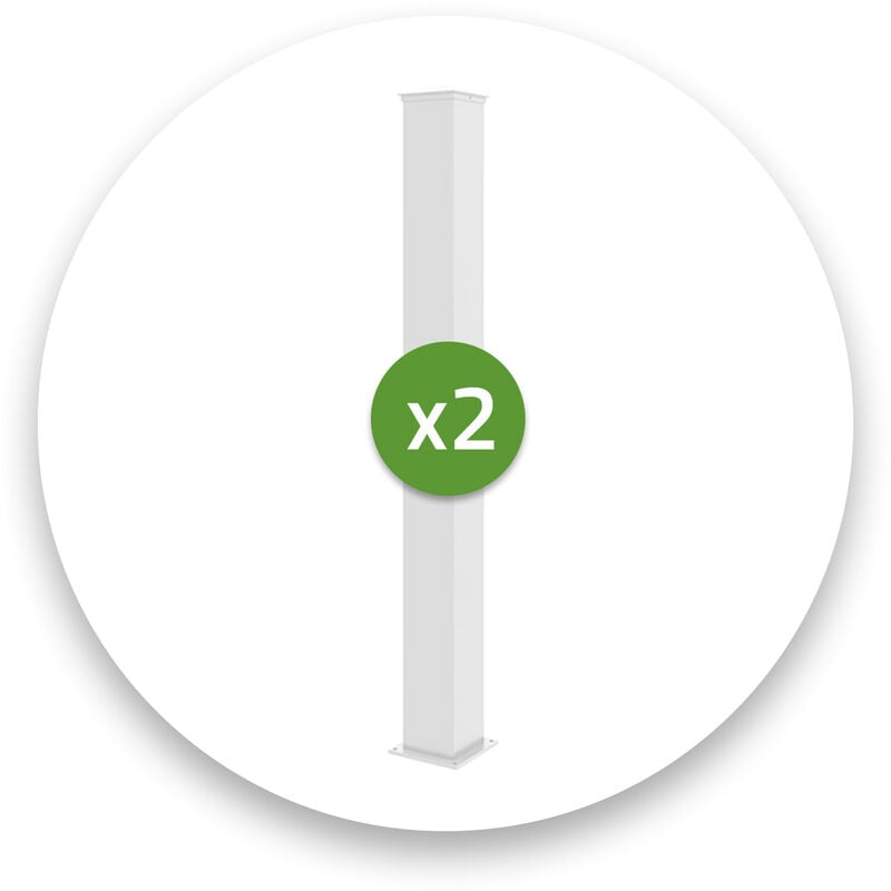 Lot de 2 poteaux eifel 15x15 en alu H.190cm - Blanc mat