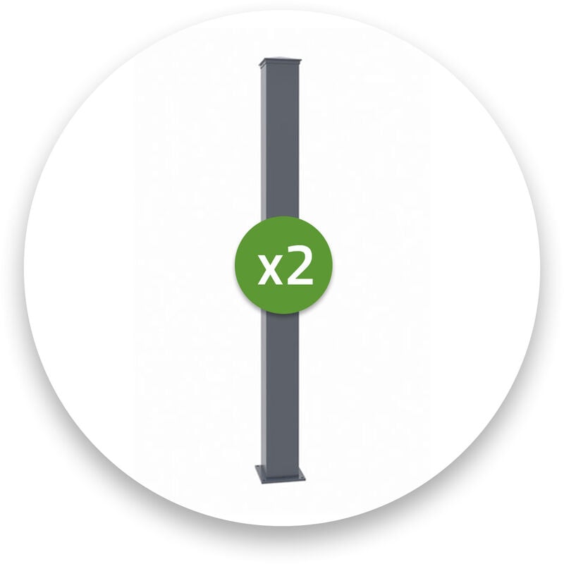 Lot de 2 poteaux eifel 15x15 en alu H.190cm - Gris anthracite