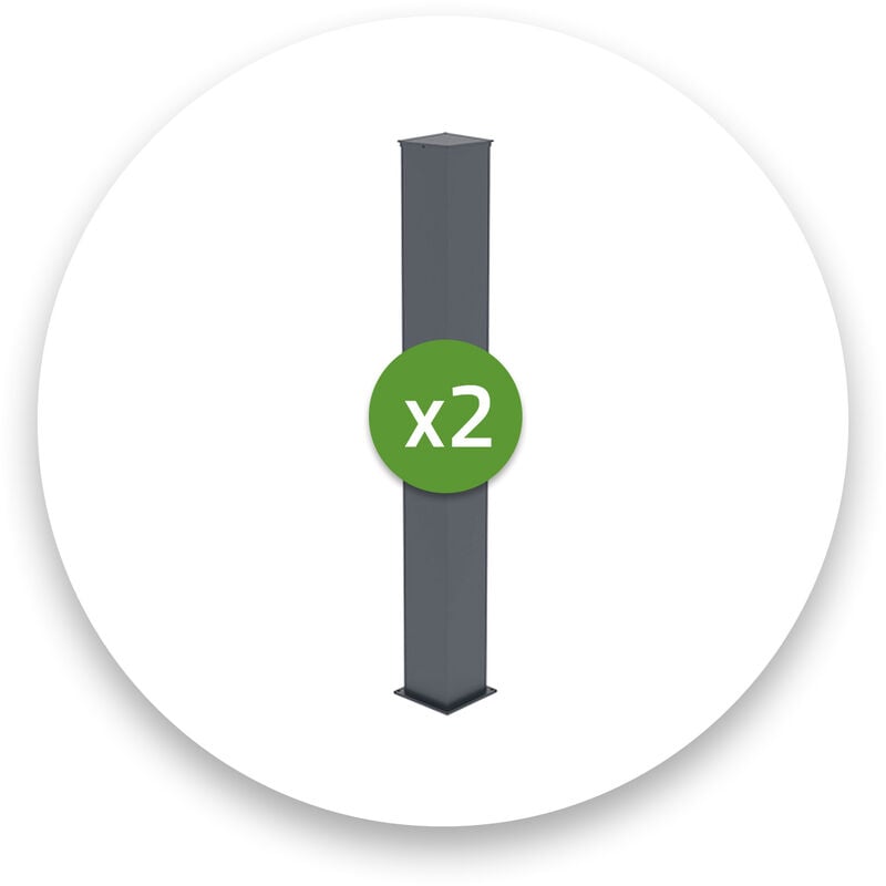 Lot de 2 poteaux eifel 20x20 en alu H.190cm - Gris anthracite