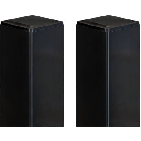 Lot de 2 poteaux en fer DARIO 8x8cm H.190cm Noir Mat