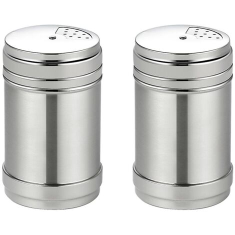 Lot de 2 pots à épices de cuisine en acier inoxydable, petits pots saupoudreurs vides
