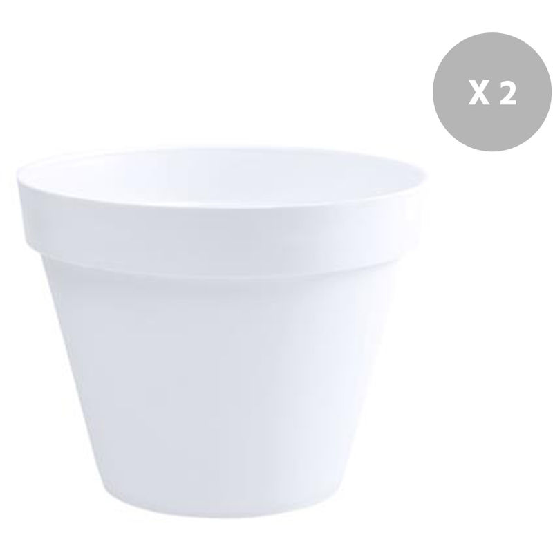 Lot de 2 Pots de fleur rond Toscane Ø 60 x H.47 cm Blanc - Eda