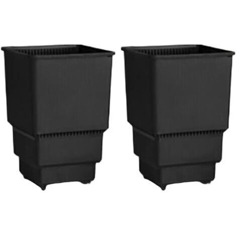 Lot de 2 pots de fleurs carrés respirants en plastique pour une croissance saine des racines - 8 cm et 10 cm de diamètre intérieur - Noir - 8 cm
