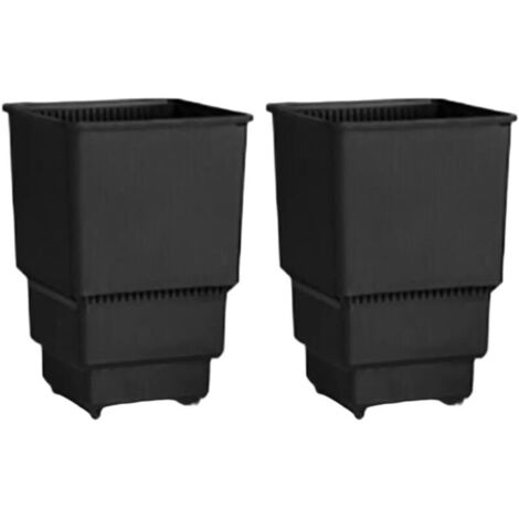 Lot de 2 pots de fleurs carrés respirants en plastique pour une croissance saine des racines - 8 cm et 10 cm de diamètre intérieur - Noir - 8 cm