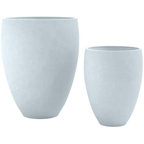 Lot de 2 pots de fleurs en argile fibreuse gris résistants aux intempéries 100007956