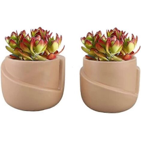 Lot de 2 pots de fleurs en céramique - Forme irrégulière - Créatifs - Pots de fleurs pour petites plantes, cactus (C)