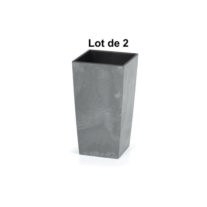 Lot de 2 Pots de fleurs imitation béton 49 l 32,5x32,5x61 cm