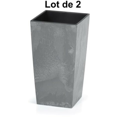 Lot de 2 Pots de fleurs imitation béton foncé 91 l 40 x 40 x 75