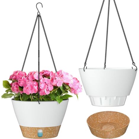 Lot de 2 pots de fleurs suspendus blancs, diamètre 25 cm, décoration intérieure et extérieure