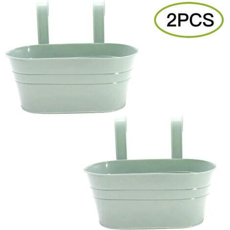 Lot de 2 pots de fleurs suspendus en métal, seaux de fleurs en métal, seaux pour clôture