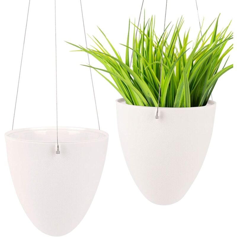 Lot de 2 Pots de Fleurs Suspendus en Plastique, Pot de Fleurs à Suspendre Décoration Murale pour Jardin, Intérieur, Extérieur, Balcon (Lot de 2)