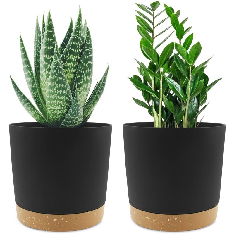 Beijiyi - Lot de 2 Pots de Plantes 16cm, Pots pour Plantes d'intérieur avec Trous de Drainage et Base Amovible, Soucoupe décorative Moderne pour