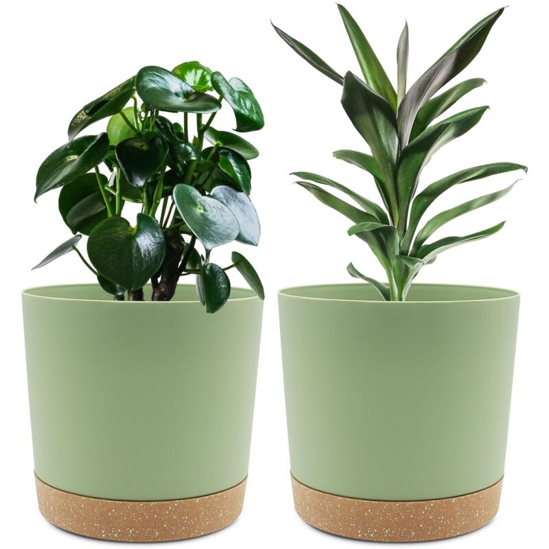Beijiyi - Lot de 2 Pots de Plantes 19.5cm, Pots pour Plantes d'intérieur avec Trous de Drainage et Base Amovible, Soucoupe décorative Moderne pour