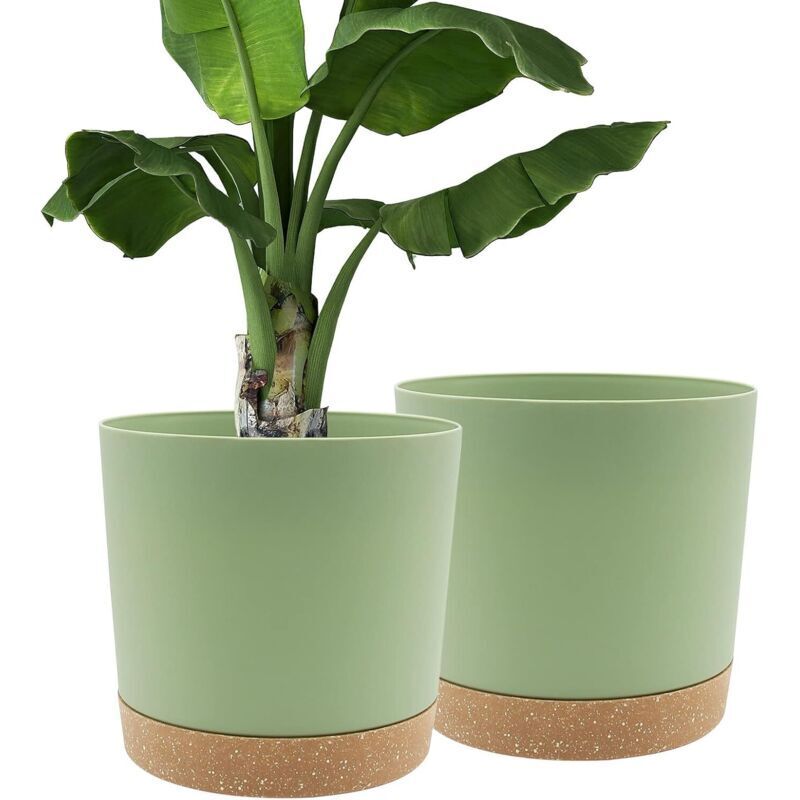 Lot de 2 Pots de Plantes 30.5cm, Pots pour Plantes d'intérieur avec Trous de Drainage et Base Amovible, Soucoupe décorative Moderne pour jardinières