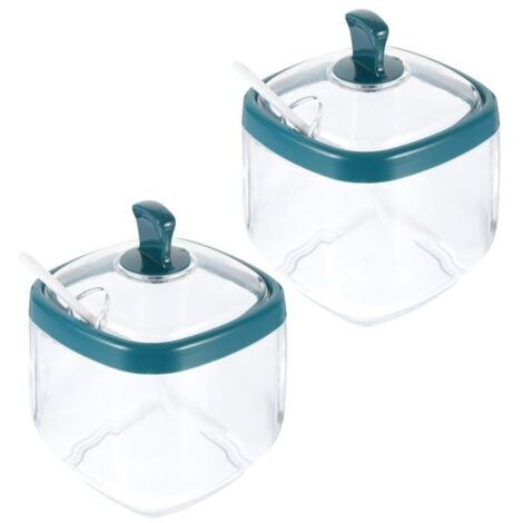 Lot de 2 pots décoratifs pour poivre, sucre, assaisonnement, rangement, pot avec