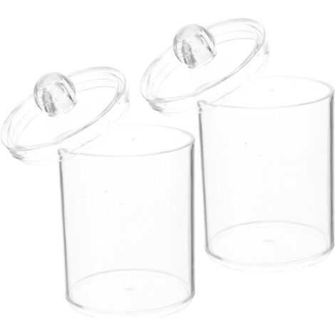 Lot de 2 pots porte-boules de coton en acrylique avec couvercles, pour la maison