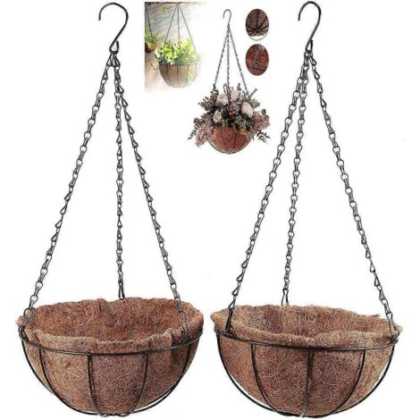 Lot de 2 pots suspendus décoratifs en fibre de coco pour plantes d'intérieur