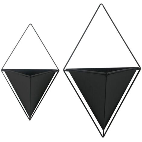 Lot de 2 pots suspendus triangulaires pour intérieur et extérieur, paniers modernes pour plantes à fleurs, à trois coins, en fer