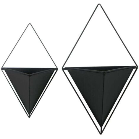 Lot de 2 pots suspendus triangulaires pour intérieur et extérieur, paniers modernes pour plantes à fleurs, à trois coins, en fer