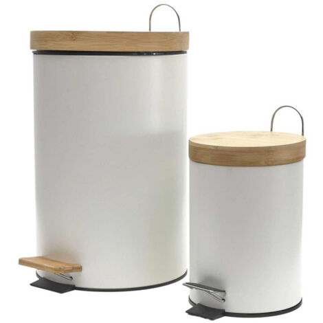 Lot de 2 Poubelles à Pédale "Shari" 15L Blanc