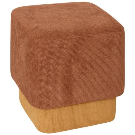 Lot de 2 Poufs carrés empilables coloris ambre et ocre - Longueur 41 x Profondeur 41 x Hauteur 42 cm