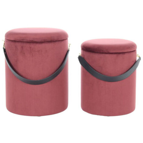 Lot de 2 Poufs & Coffres de Rangement "Arabella" 44cm Rouge