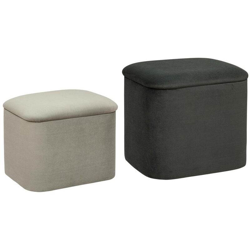 Atmosphera - Set de 2 poufs Dani en velours L37,5 41,5cm gris créateur d'intérieur