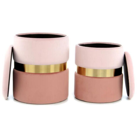 Lot de 2 Poufs & Coffres de Rangement "Zora" 44cm Rose